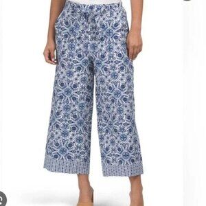 Joie Blue Floral Cropped Pants Size 4